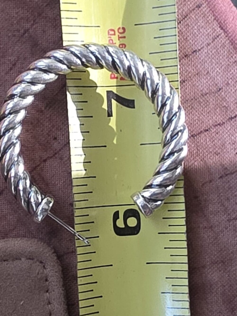 ​David Yurman Silver Cable Hoop Earrings 40mm - Picture 3 of 9